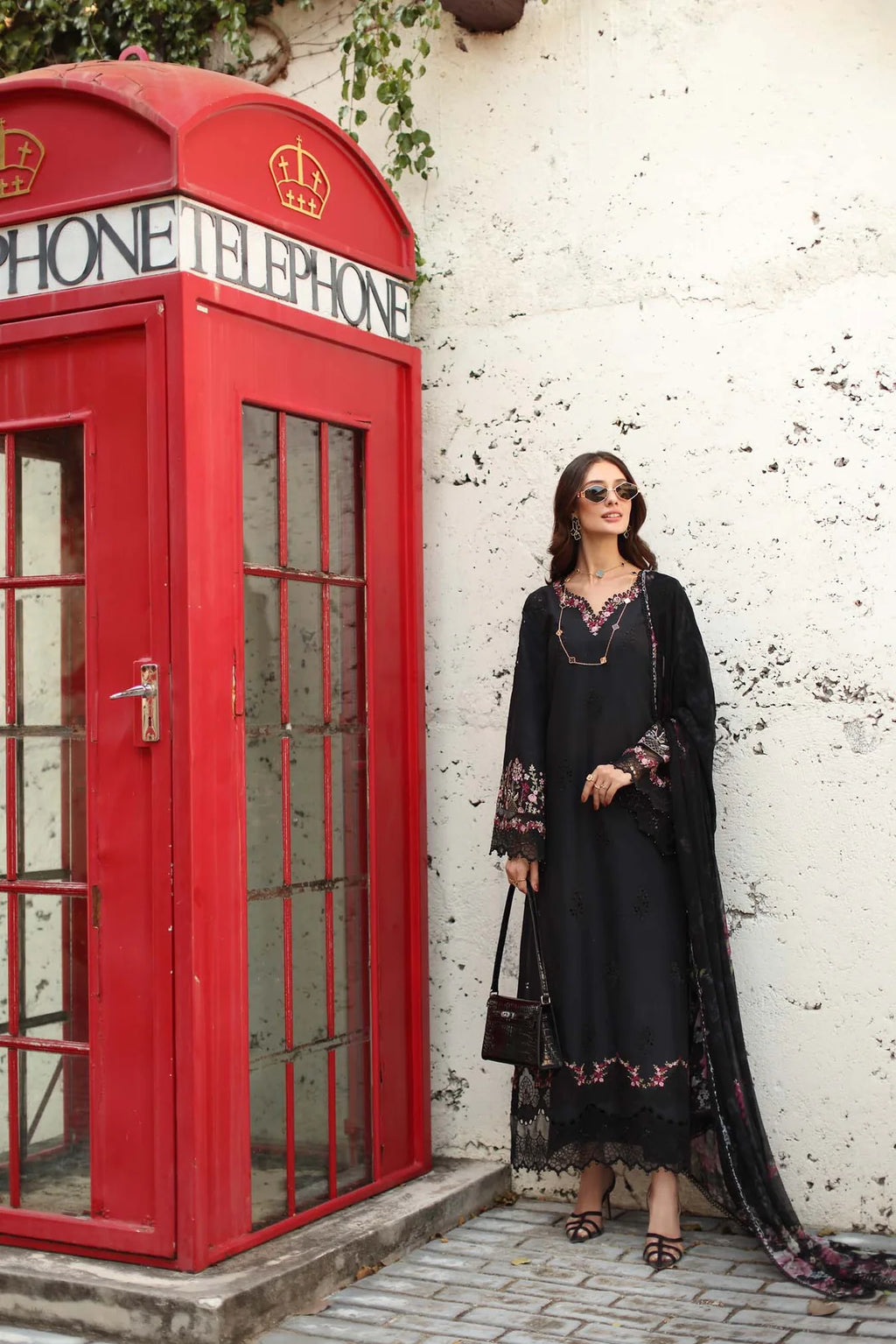 LAWN - NOOR BY SAADIA ASAD - Chikankari - D1 - B -MIDNIGHT BLACK