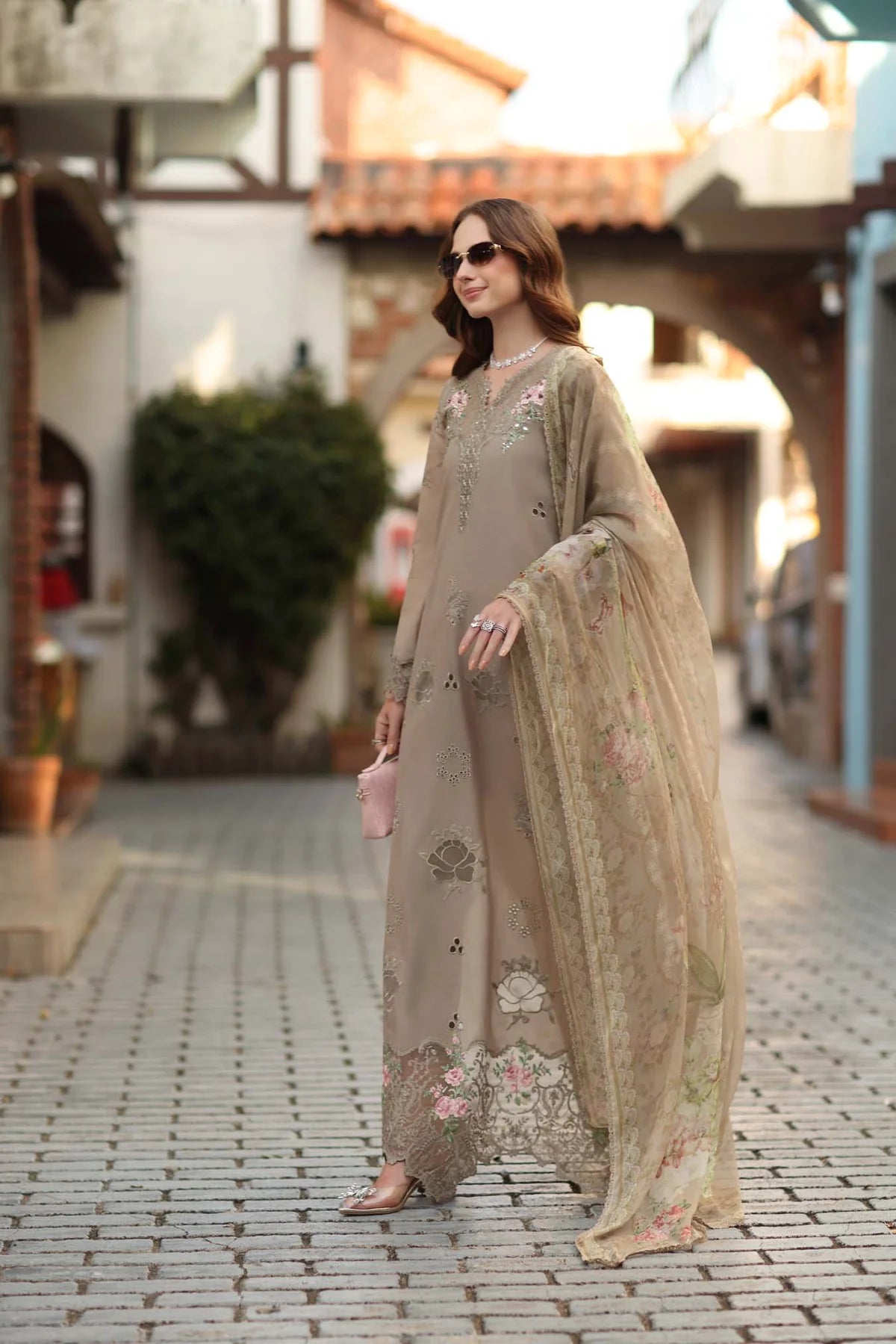 LAWN - NOOR BY SAADIA ASAD - Chikankari - D3 - B - SOFT MOCHA