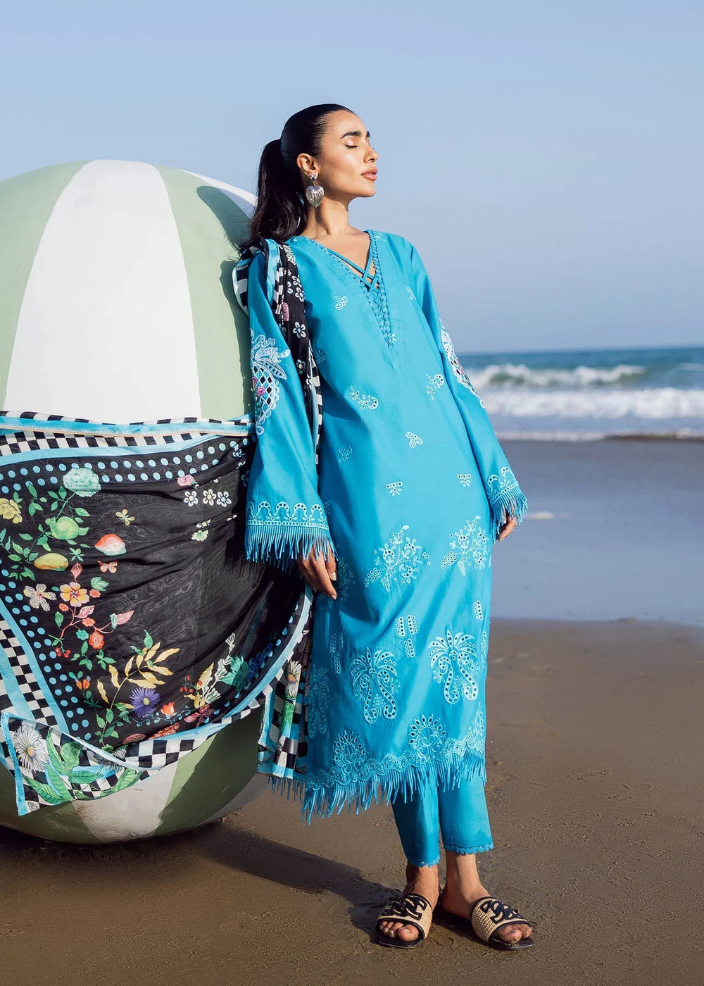 LAWN - SADAF FAWAD KHAN - SIRAA LAWN - MYSTIC SEA D-7 - (SALE)