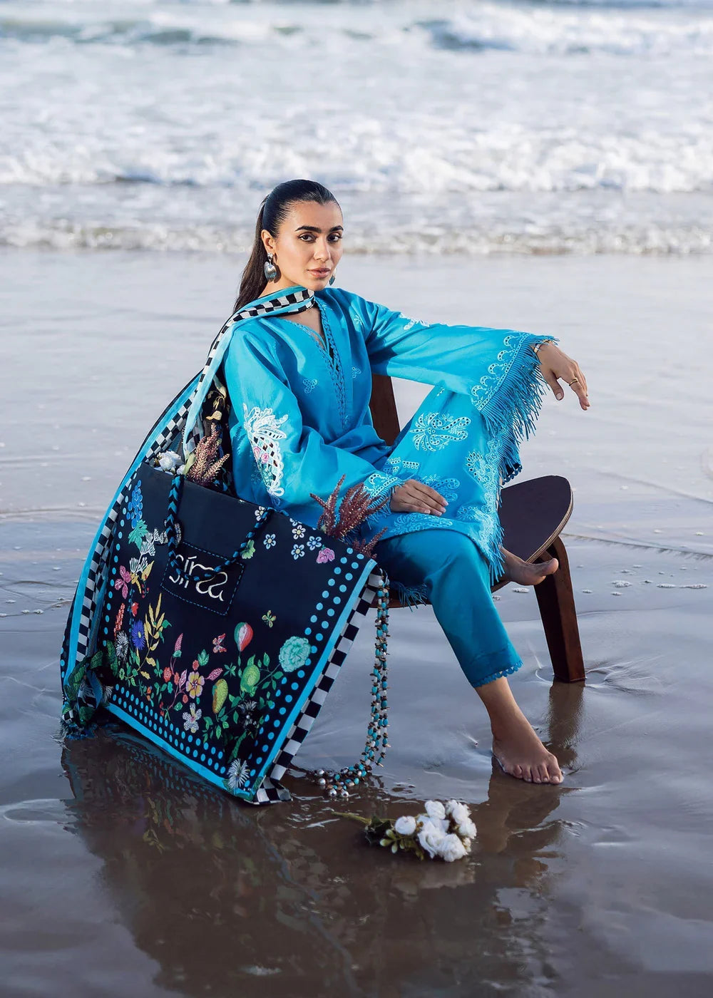 LAWN - SADAF FAWAD KHAN - SIRAA LAWN - MYSTIC SEA D-7 - (SALE)