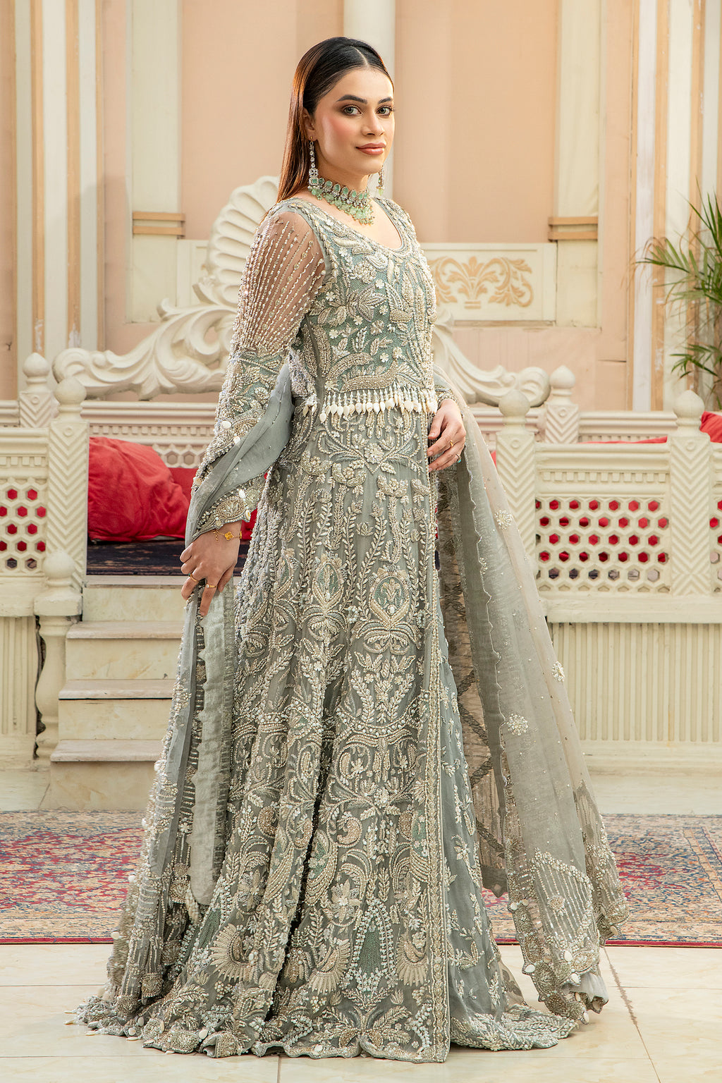 GRAY MAXI LEHNGA SET