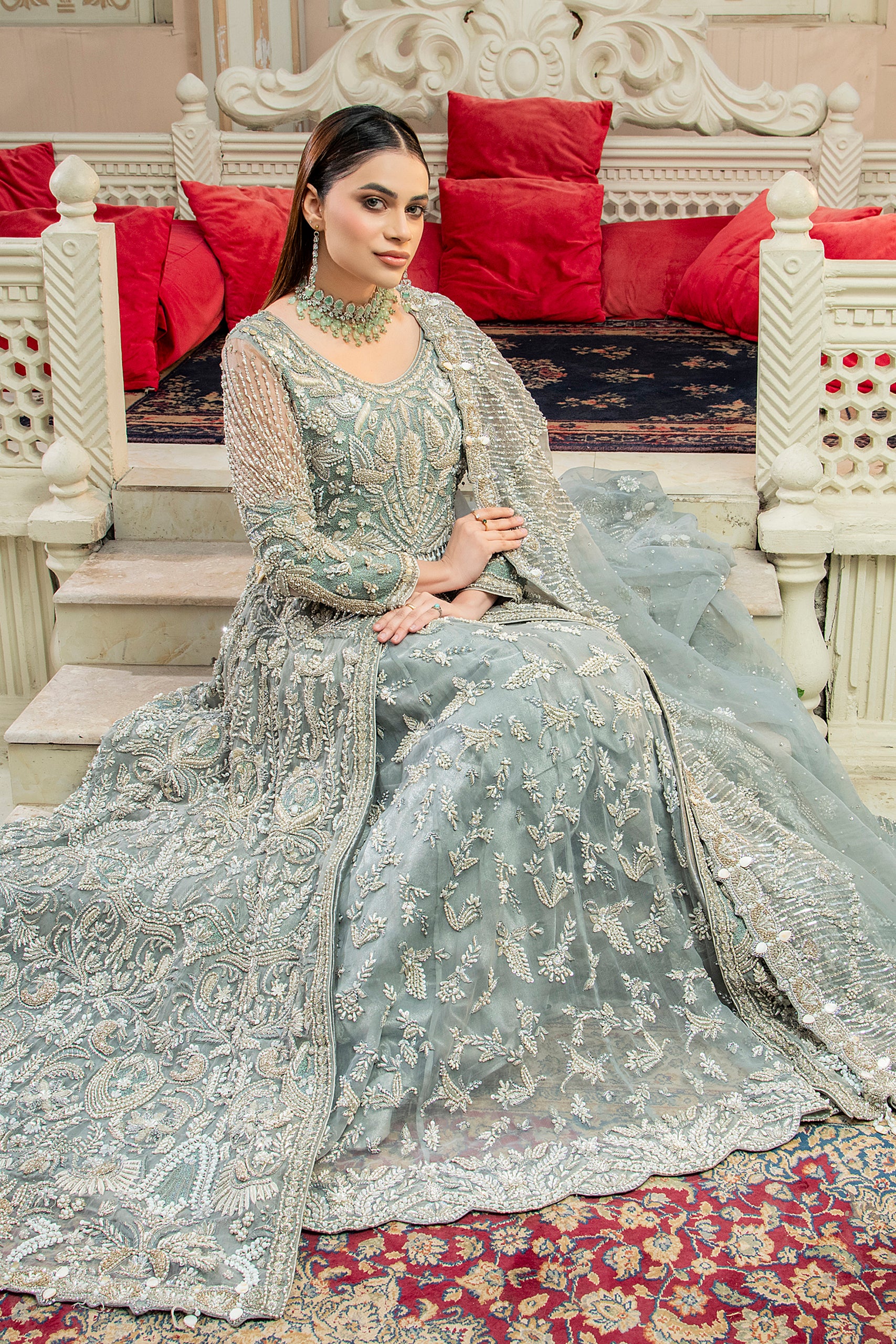 GRAY MAXI LEHNGA SET
