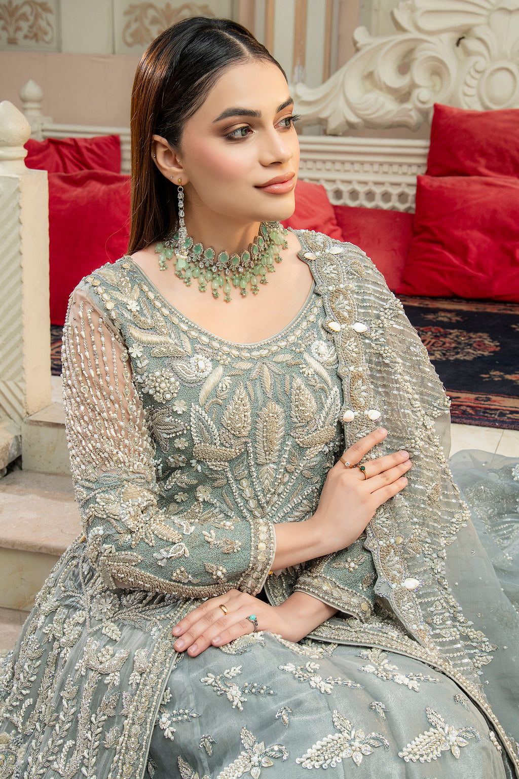 GRAY MAXI LEHNGA SET