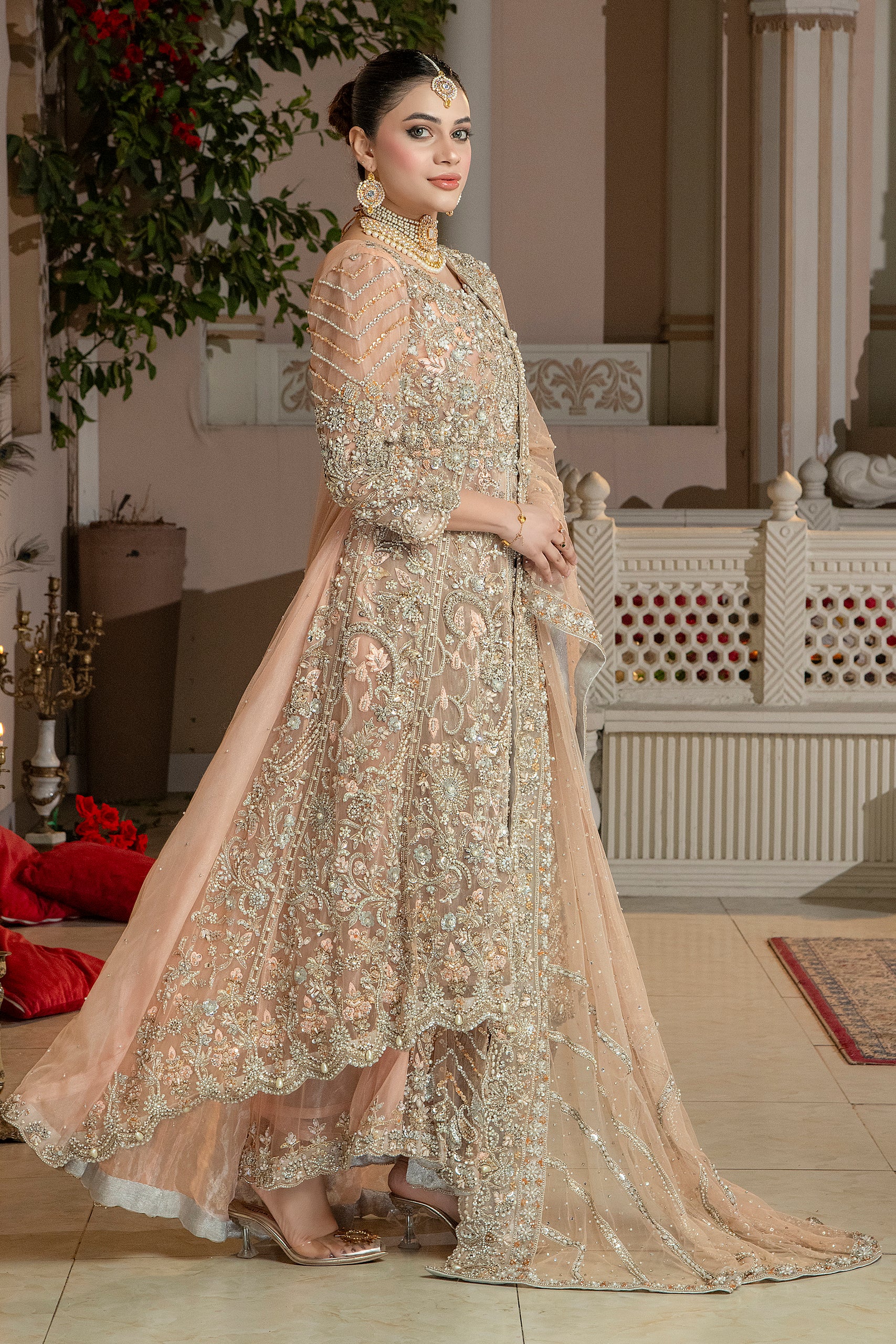 PEACH GAON MAXI SET LEHNGA