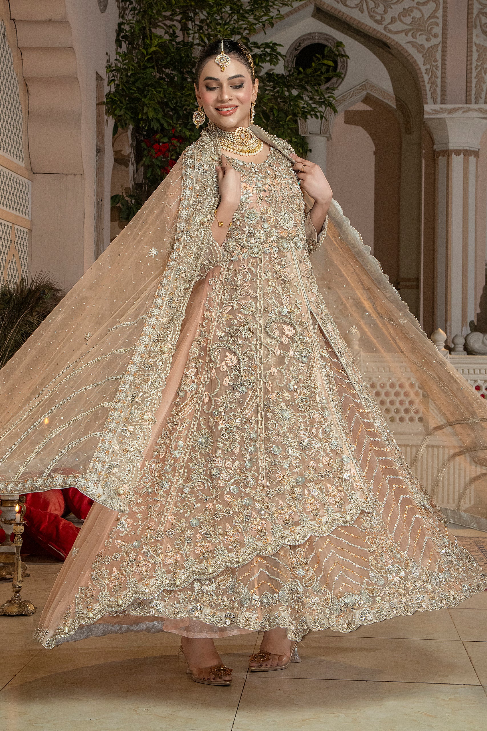PEACH GAON MAXI SET LEHNGA