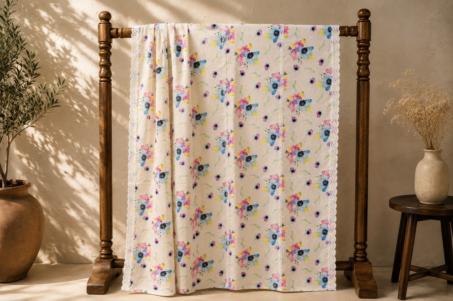 Watercolor Bloom Lawn Shawal