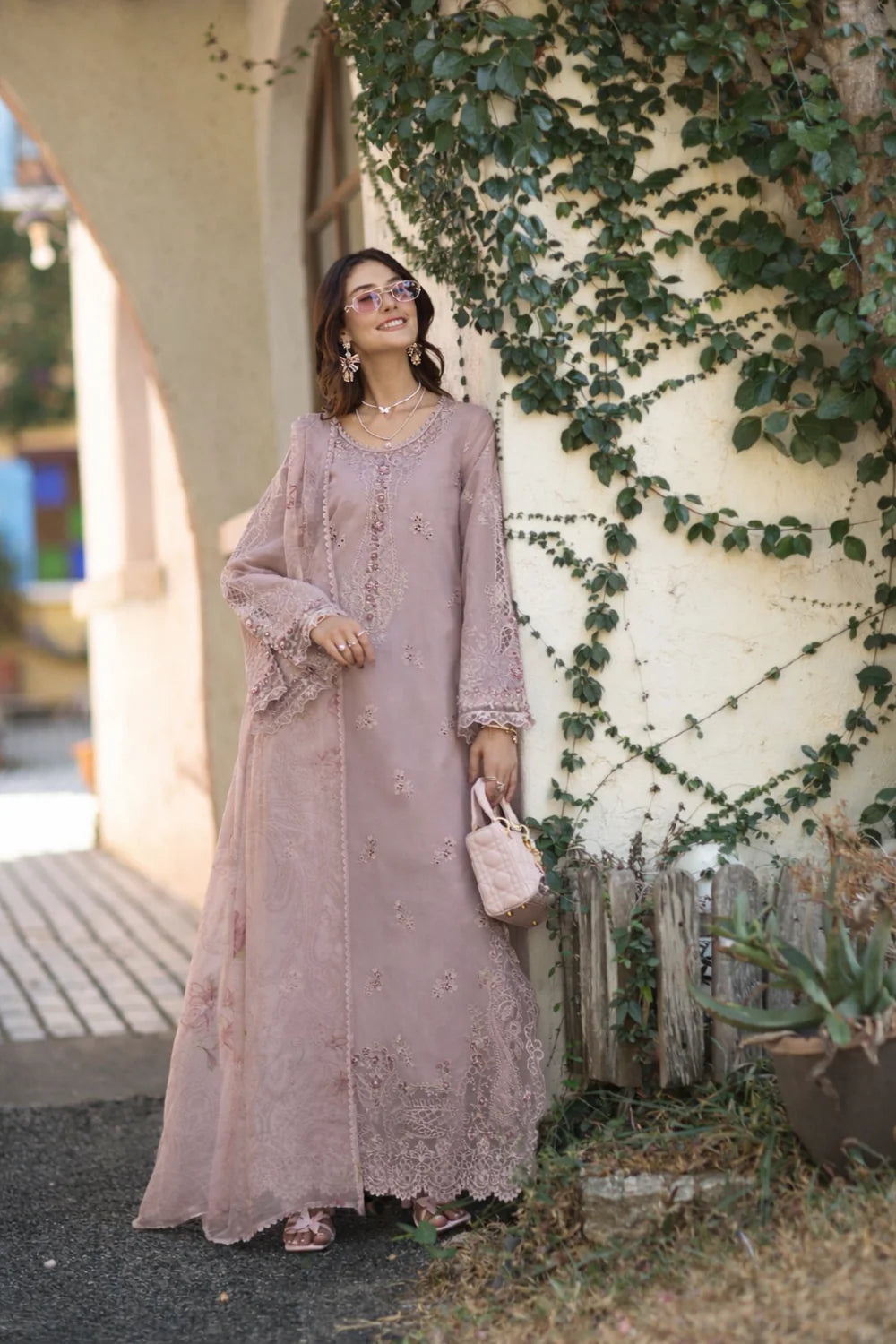 LAWN - NOOR BY SAADIA ASAD - Chikankari - D7 - A - SOFT ROSE MINK