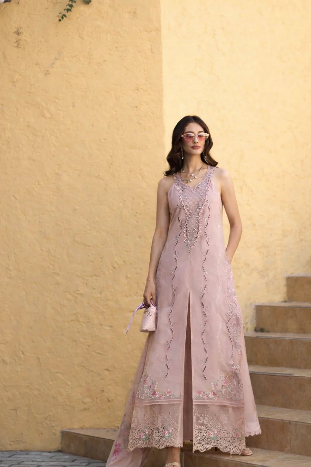 LAWN - NOOR BY SAADIA ASAD - Chikankari - D2 - A - POWDER ROSE BLUSH