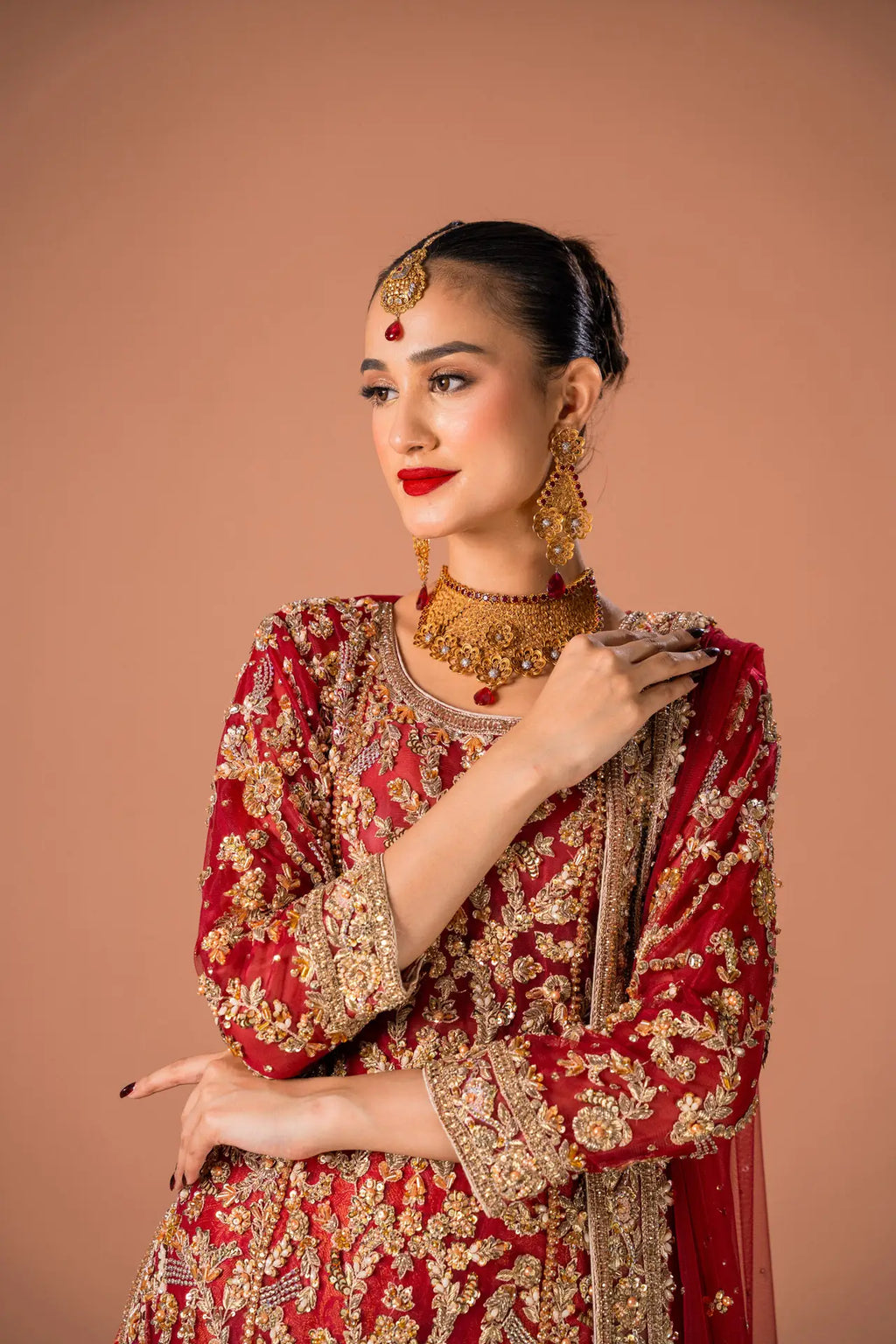 RED FARSHI LEHNGA SET