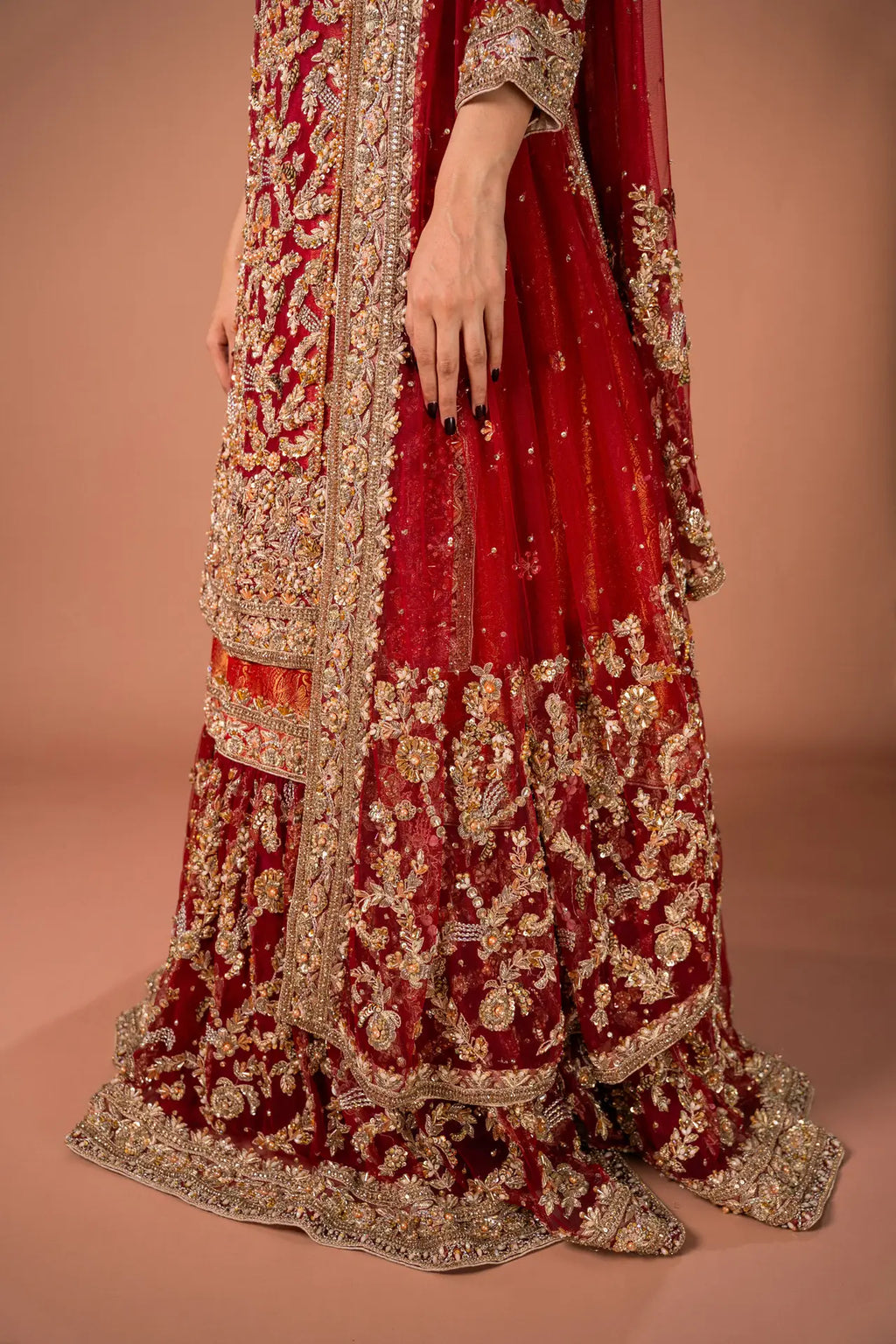 RED FARSHI LEHNGA SET