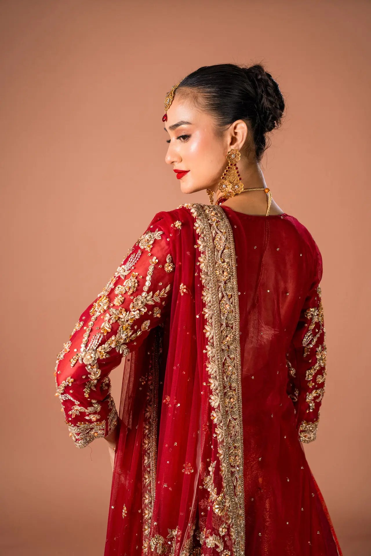 RED FARSHI LEHNGA SET