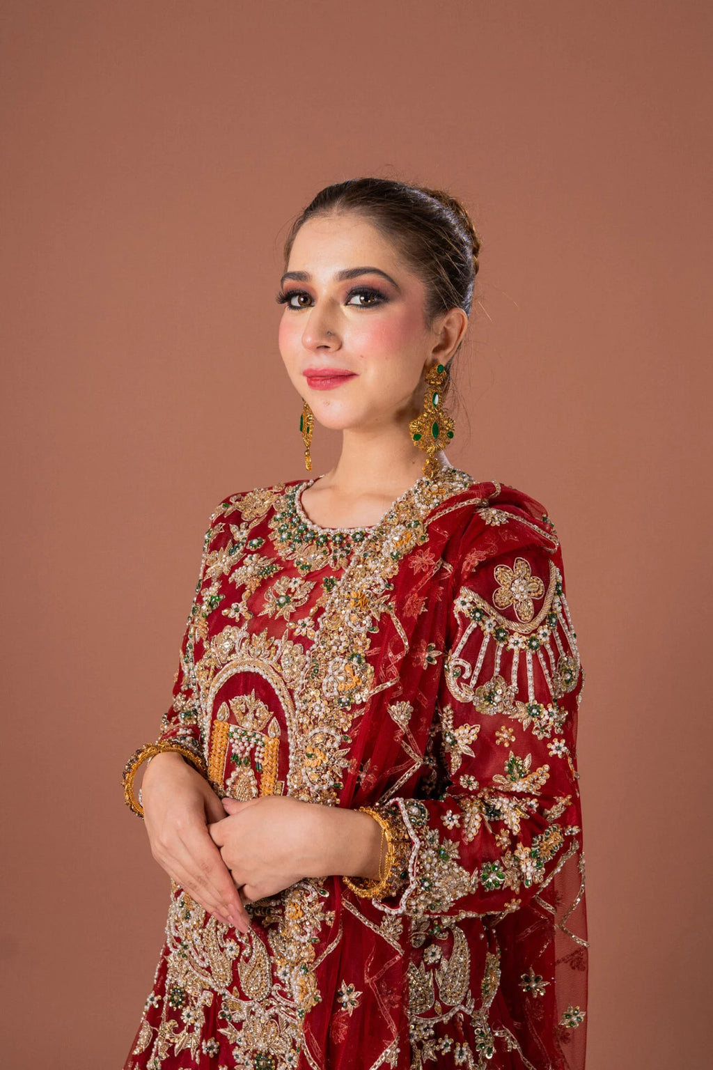 RED BLOUSE LEHNGA SET