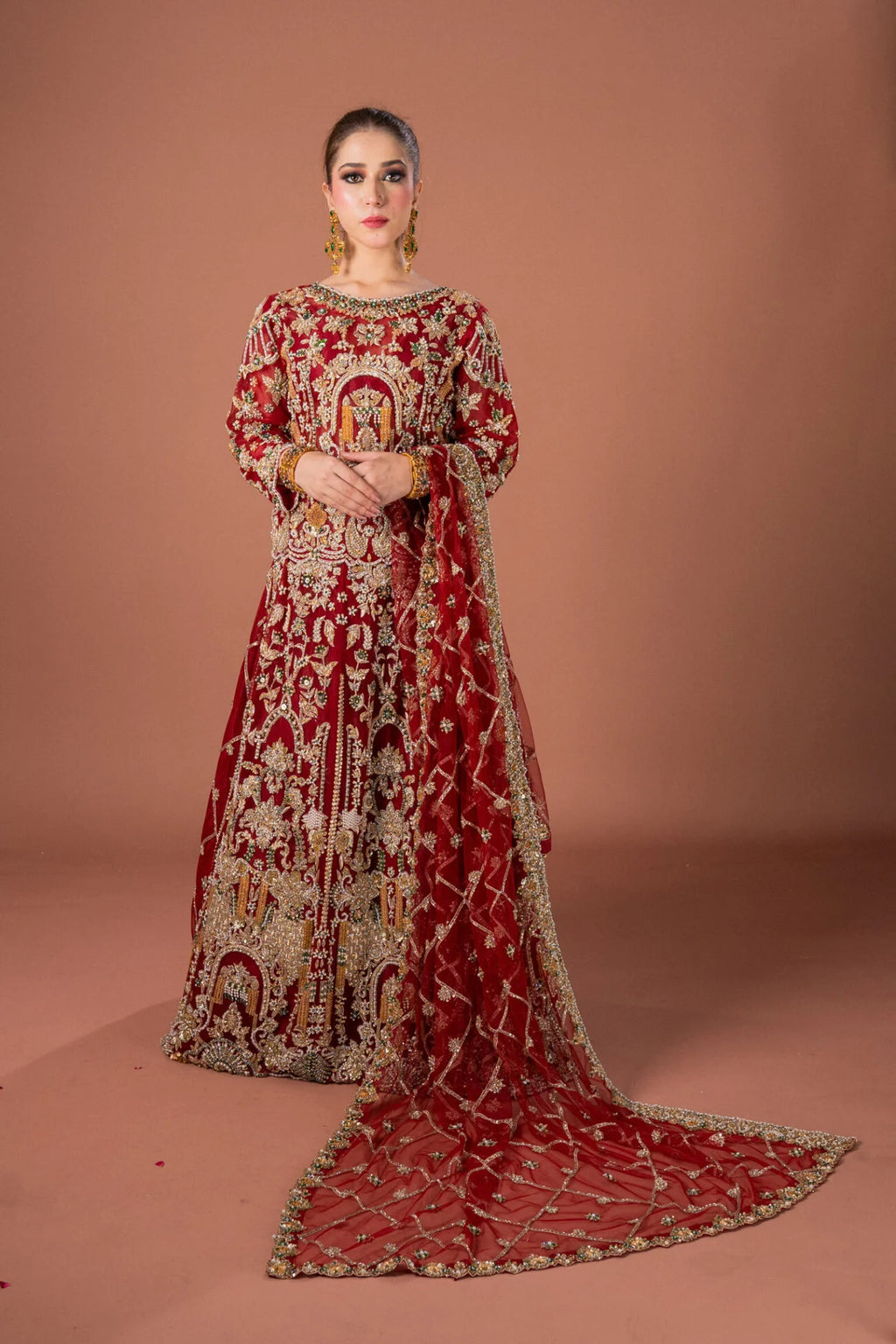 RED BLOUSE LEHNGA SET