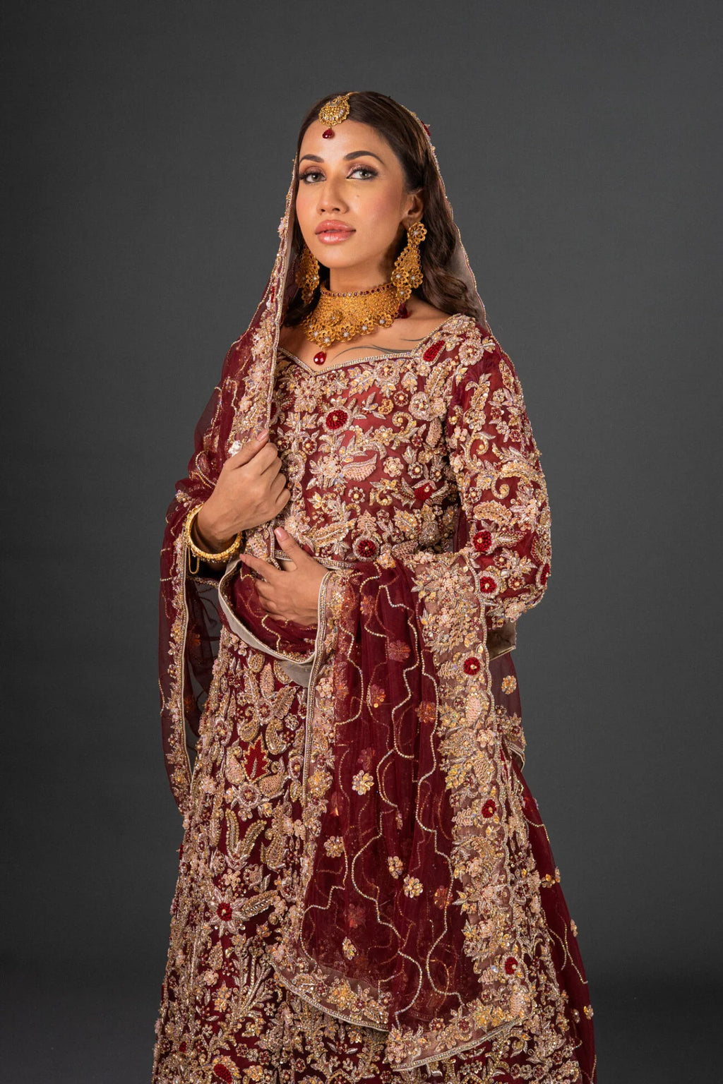 RED BODY LEHNGA SET