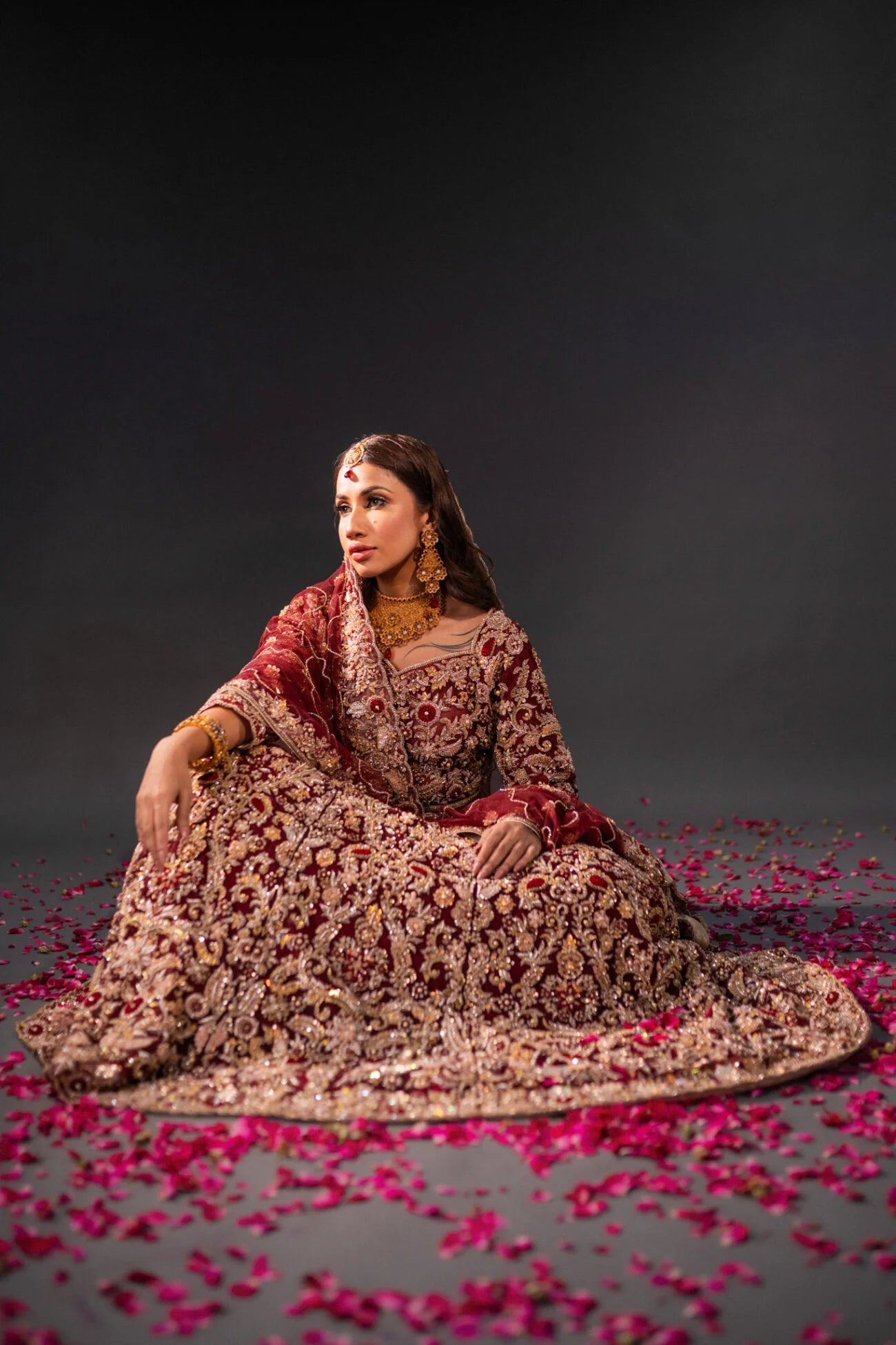 RED BODY LEHNGA SET