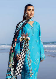 LAWN - SADAF FAWAD KHAN - SIRAA LAWN - MYSTIC SEA D-7 - (SALE)
