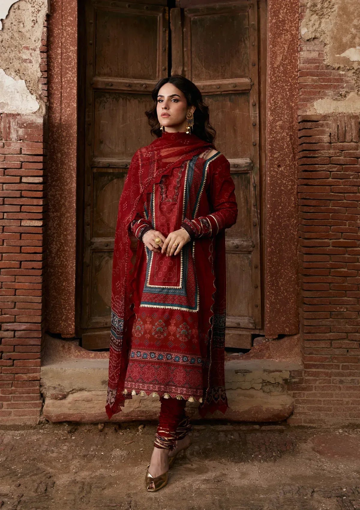 LAWN - KAHF - PRINTS CHIFFON COLLECTION '26 - KPS-1A SURKH NOOR