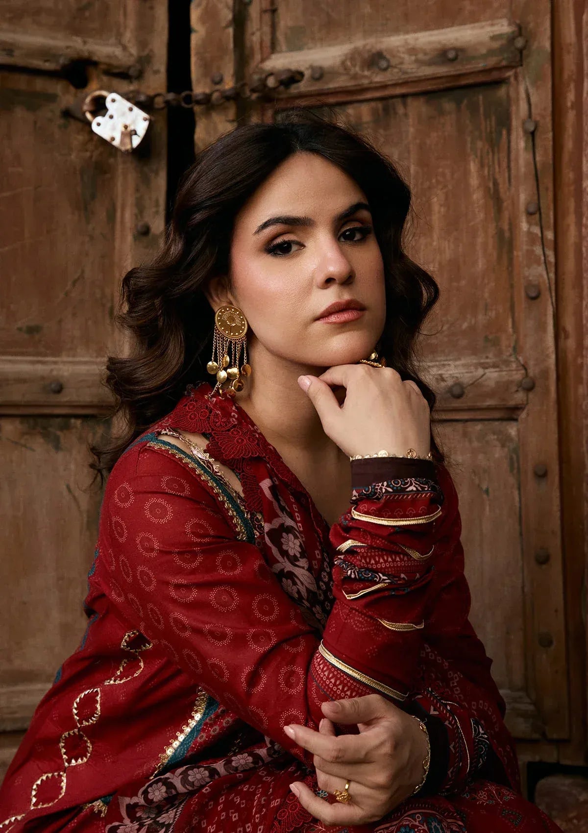 LAWN - KAHF - PRINTS CHIFFON COLLECTION '26 - KPS-1A SURKH NOOR