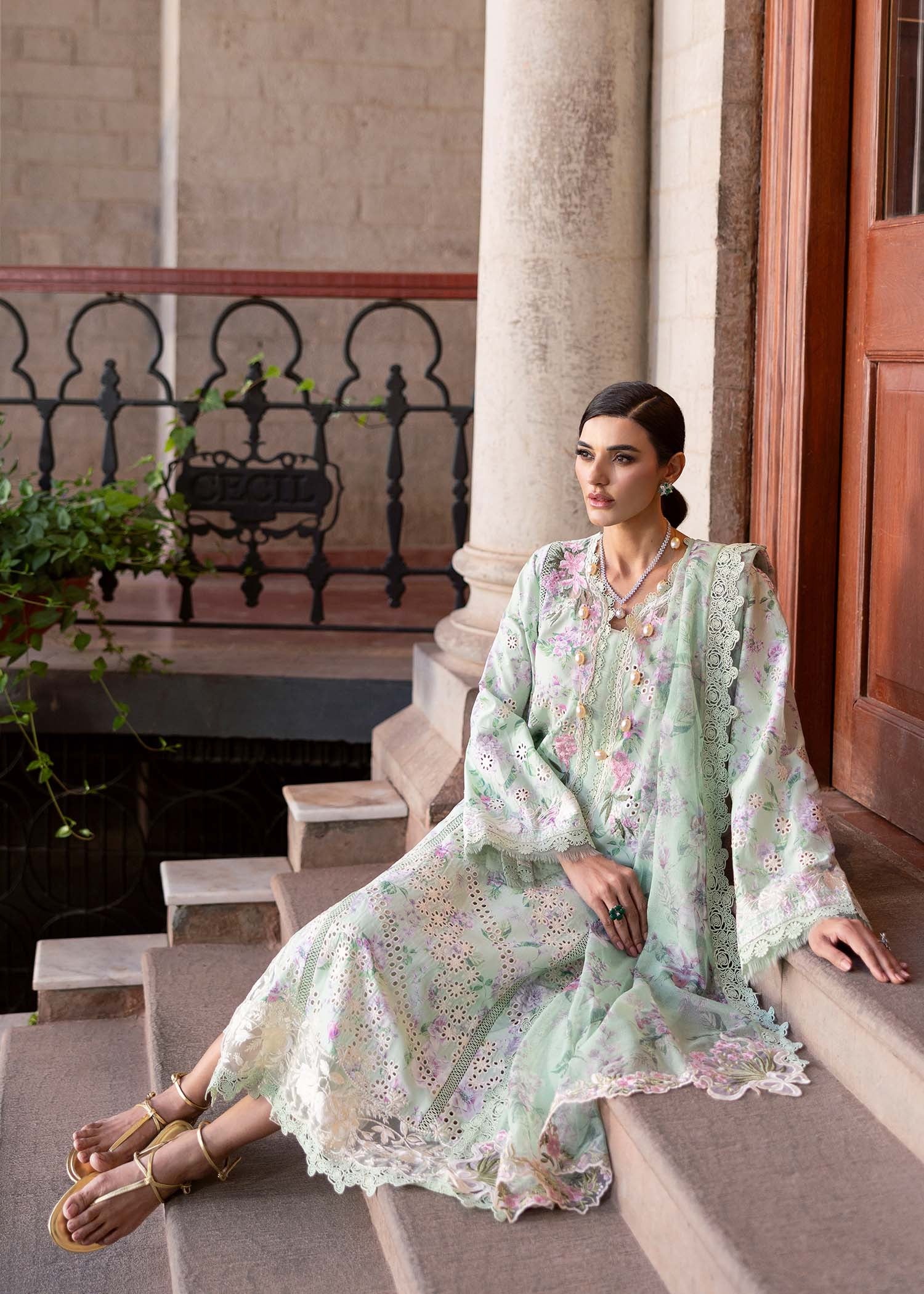 LAWN - SAIRA SHAKAIRA - BLOOM LAWN'25 - CELESTIAL BREEZE 5-B - (SALE)