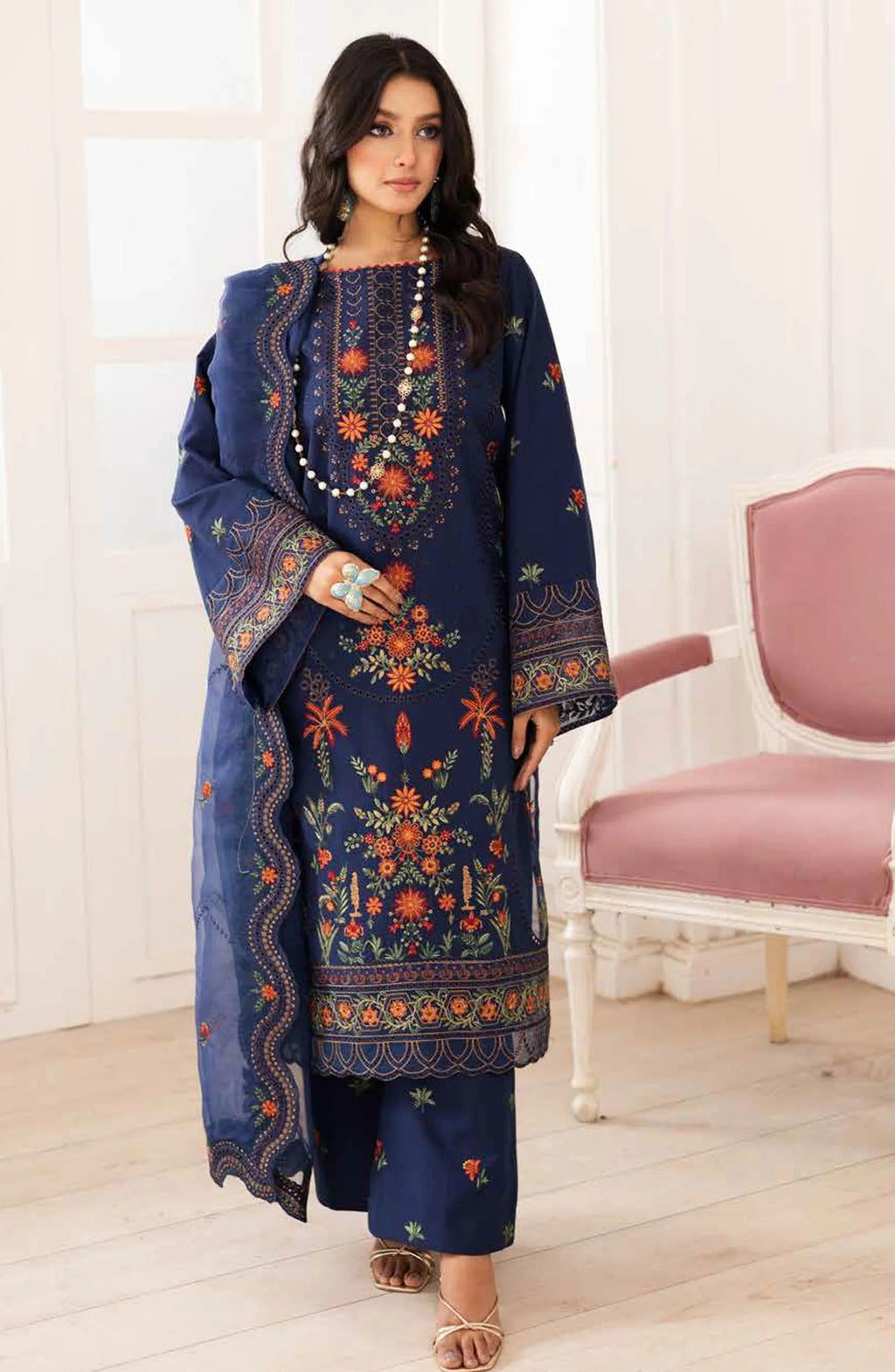 LAWN - FREESIA - MIRA UNSTITCHED LAWN - PARESTOO  FS-50109 - (SALE)