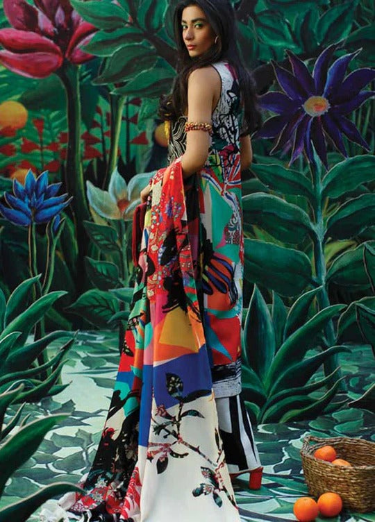 LAWN - MAHGUL - EMBROIDERED LAWN'21 - BRUSH STROKE MLL21-07 - (SALE)