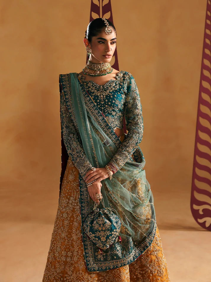 Woman in traditional attire with a decorative background