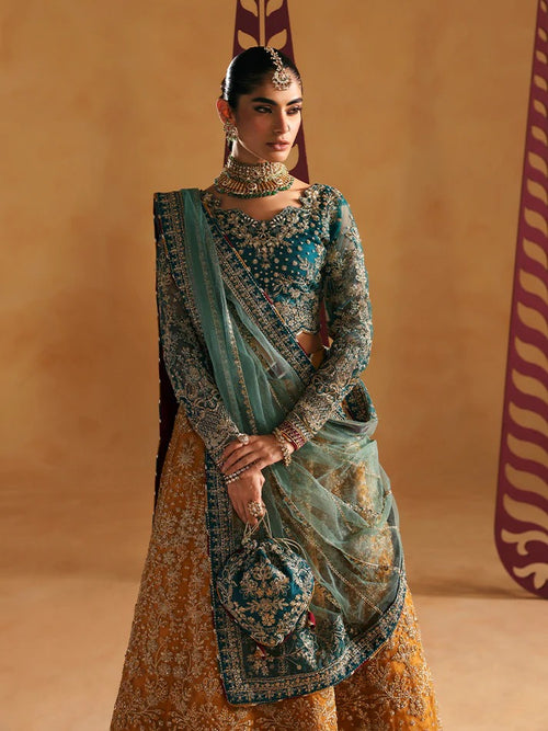 Woman in traditional attire with a decorative background