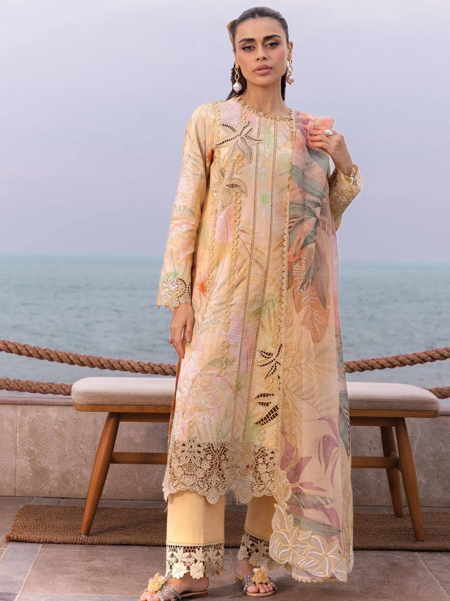 Woman wearing a floral dress with a blurred background