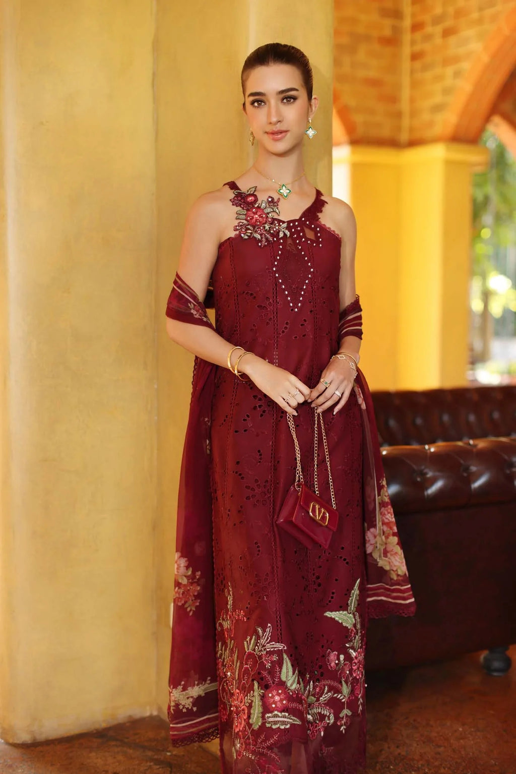 LAWN - NOOR BY SAADIA ASAD - SCHIFFLI - D10 - A - Roselle