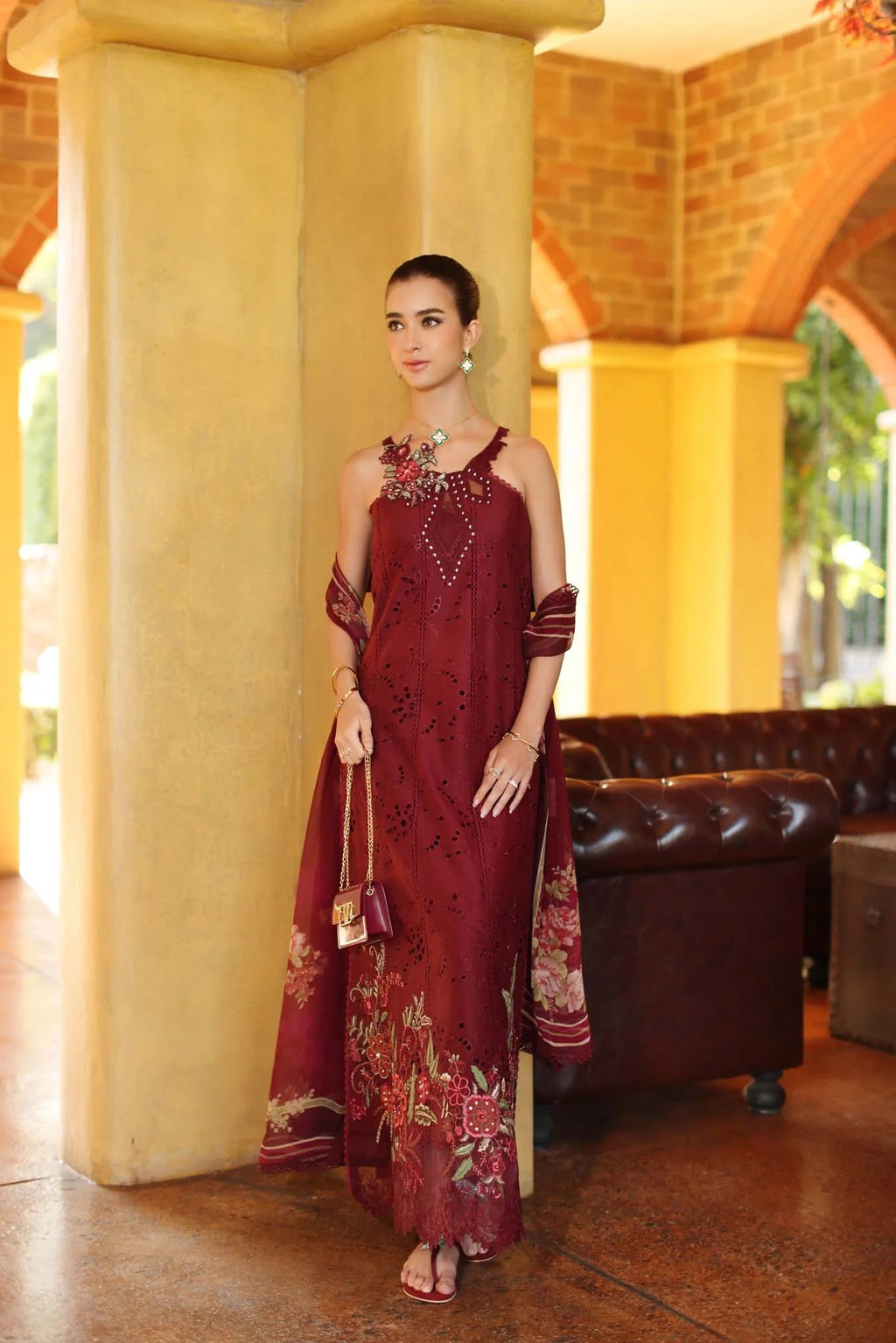 LAWN - NOOR BY SAADIA ASAD - SCHIFFLI - D10 - A - Roselle