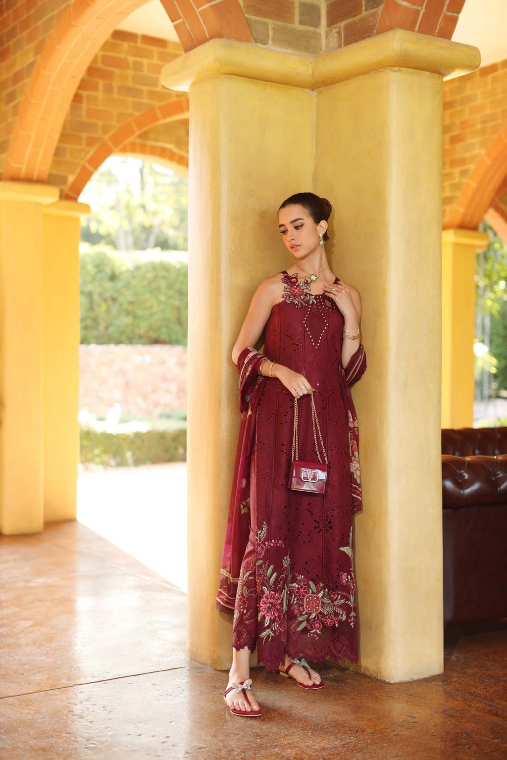 LAWN - NOOR BY SAADIA ASAD - SCHIFFLI - D10 - A - Roselle